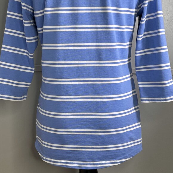 L.L. Bean Women's 3/4 Sleeve Top Tee Shirt Blue and White Stripe Size XS Petite - Picture 9 of 10